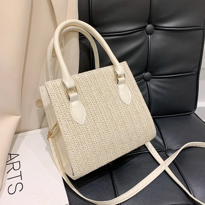 Spring/Summer Red Straw Small Square Bag