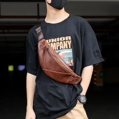 Spring Men's Waist Bag PU Retro Messenger Mobile Phone Bag