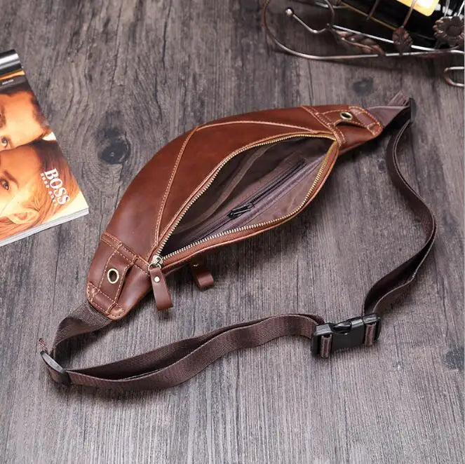 Spring Men's Waist Bag PU Retro Messenger Mobile Phone Bag