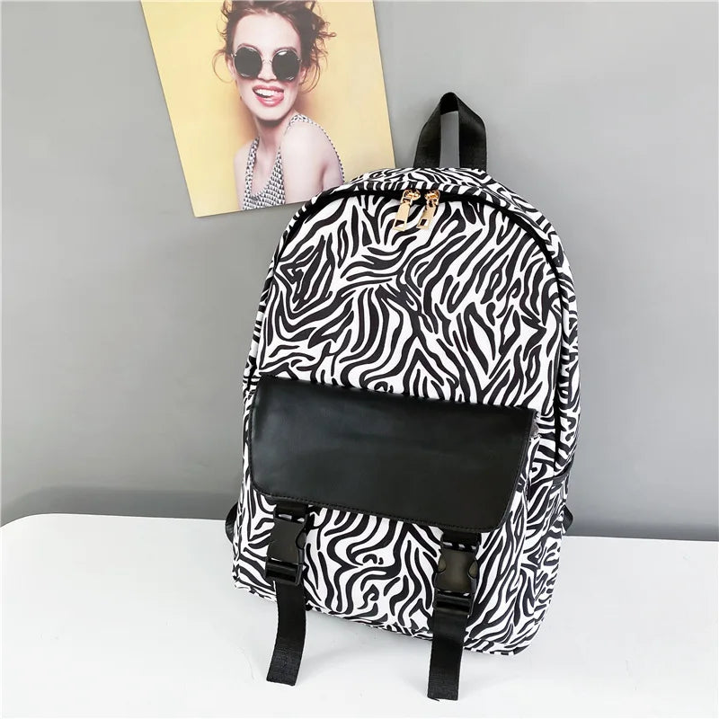 Cow Pattern Backpack Female Middle School Student Bag