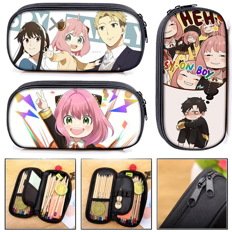 Spy X FAMILY Anime Pencil Bag Canvas Yor Anya Makeup Bags Harajuku Pencil Case