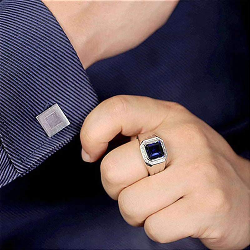 Crystal Sapphire Gemstone Zircon Diamond Ring for Men