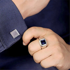Crystal Sapphire Gemstone Zircon Diamond Ring for Men