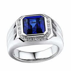 Crystal Sapphire Gemstone Zircon Diamond Ring for Men