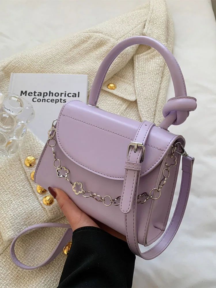 Square Casual Handbag Women's Crossbody Bags Pu Leather Chain Shoulder Bag