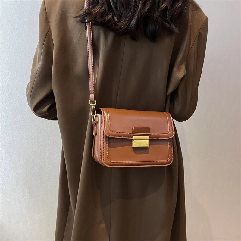 Square Crossbody Bag Small Shoulder Handbag Purse Brown