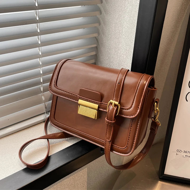 Square Crossbody Bag Small Shoulder Handbag Purse Brown