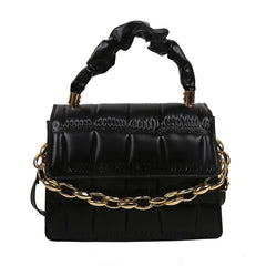Square Shoulder Bags Chain Crossbody Plaid PU Leather Bags