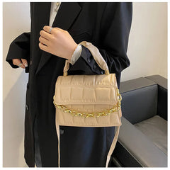 Square Shoulder Bags Chain Crossbody Plaid PU Leather Bags