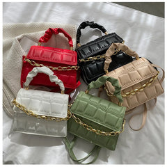Square Shoulder Bags Chain Crossbody Plaid PU Leather Bags