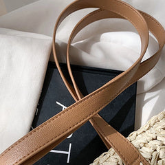 Square Hollow Straw Beach Bag Woven Rattan Shoulder Bag
