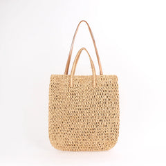 Square Hollow Straw Beach Crossbody Bag Rattan Shopping Handbags