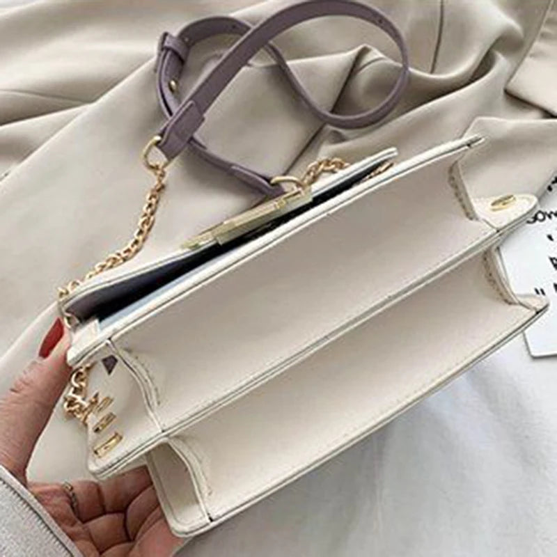 Square Shoulder Bags Women Panelled Patchwork PU Leather Office Lady