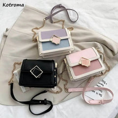 Square Shoulder Bags Women Panelled Patchwork PU Leather Office Lady