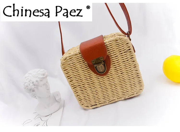 Woven Straw Rattan Beach Bag Crossbody Tote Bohemian Bolsa Feminina