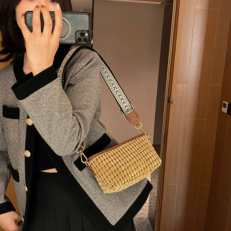 Square Leather Crossbody Bag for Women - Casual Tote Handbag