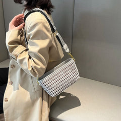 Square Leather Crossbody Bag for Women - Casual Tote Handbag