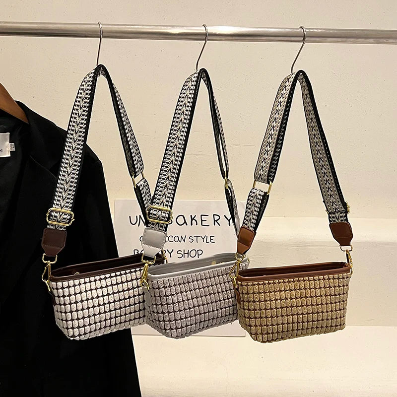 Square Leather Crossbody Bag for Women - Casual Tote Handbag