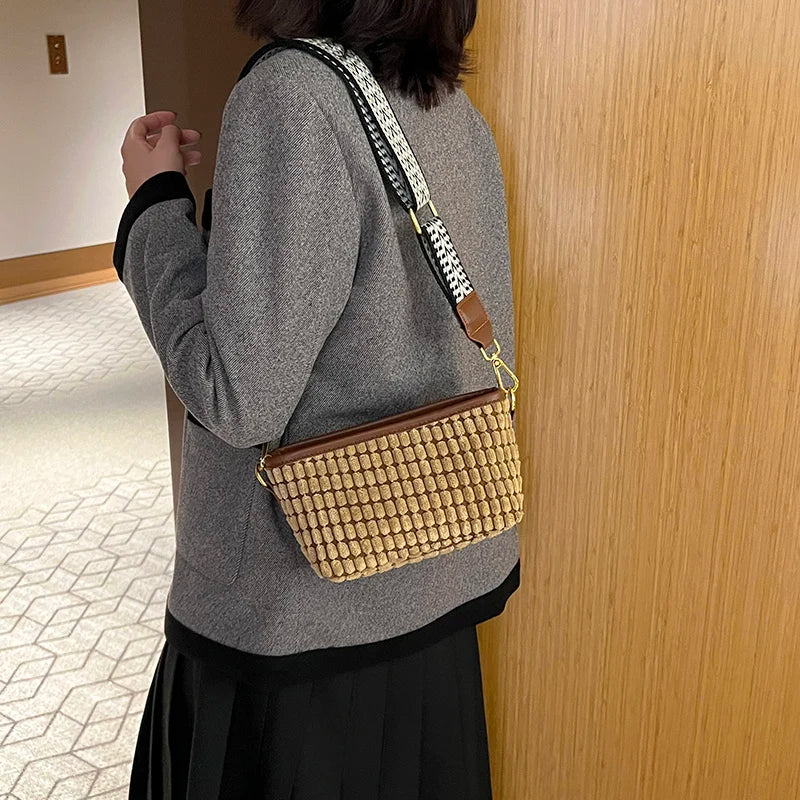Square Leather Crossbody Bag for Women - Casual Tote Handbag