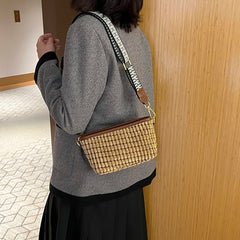 Square Leather Crossbody Bag for Women - Casual Tote Handbag