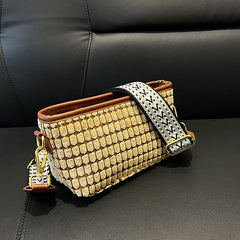 Square Leather Crossbody Bag for Women - Casual Tote Handbag
