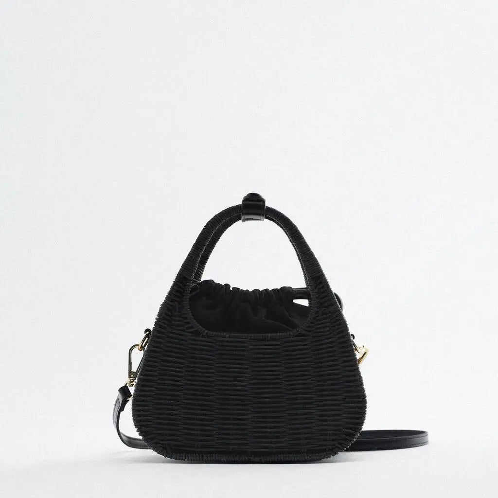 Square Woven Straw Bags for Women Summer Rattan Beach Handbag Travel