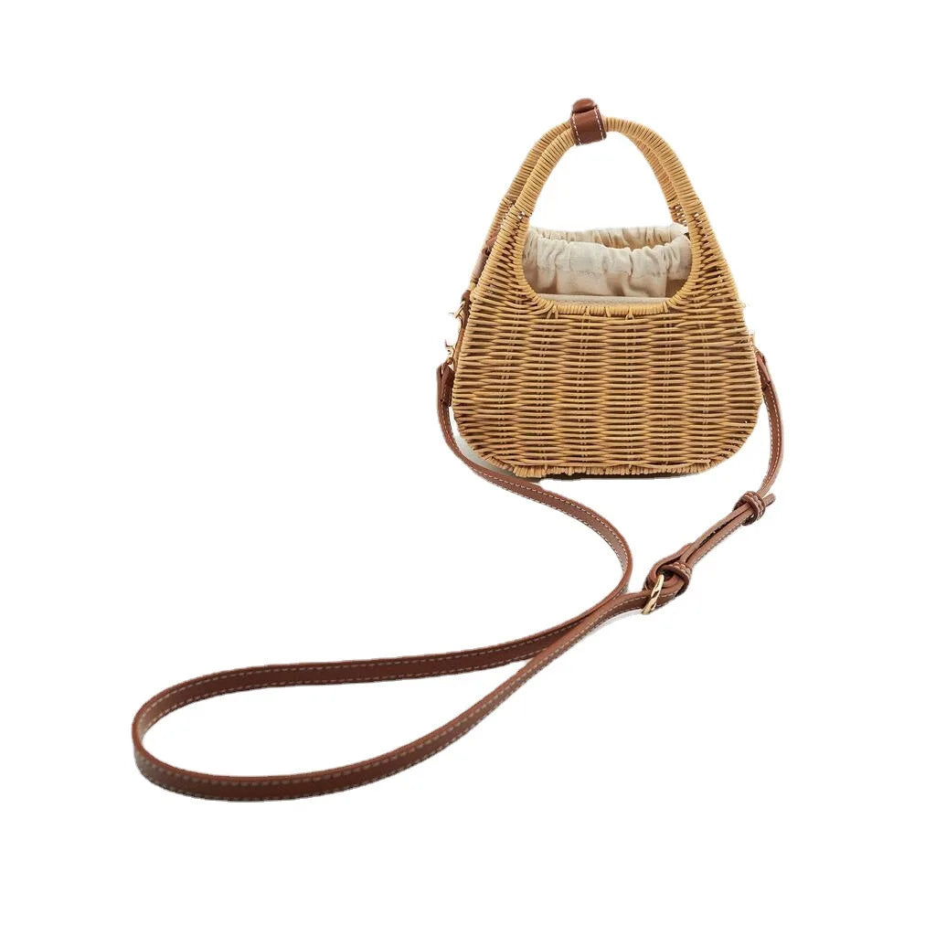 Square Woven Straw Bags for Women Summer Rattan Beach Handbag Travel