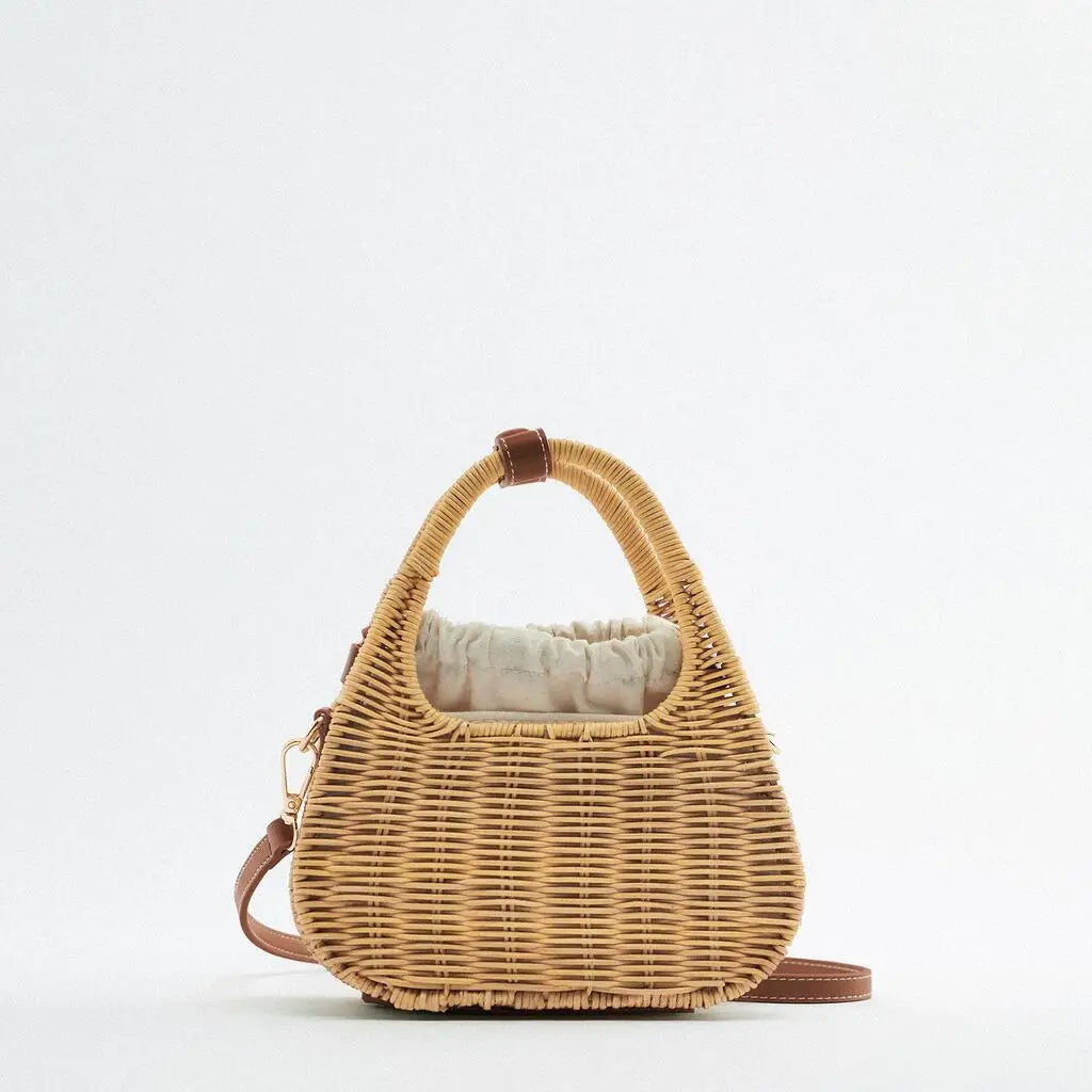 Square Woven Straw Bags for Women Summer Rattan Beach Handbag Travel