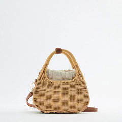 Square Woven Straw Bags for Women Summer Rattan Beach Handbag Travel
