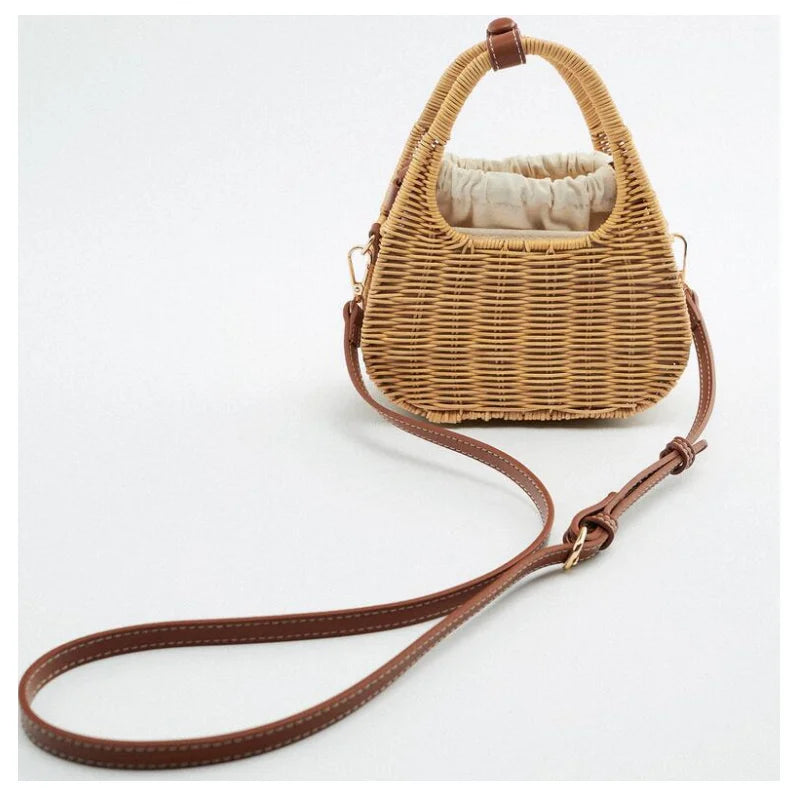 Square Woven Straw Bags for Women Summer Rattan Beach Handbag Travel