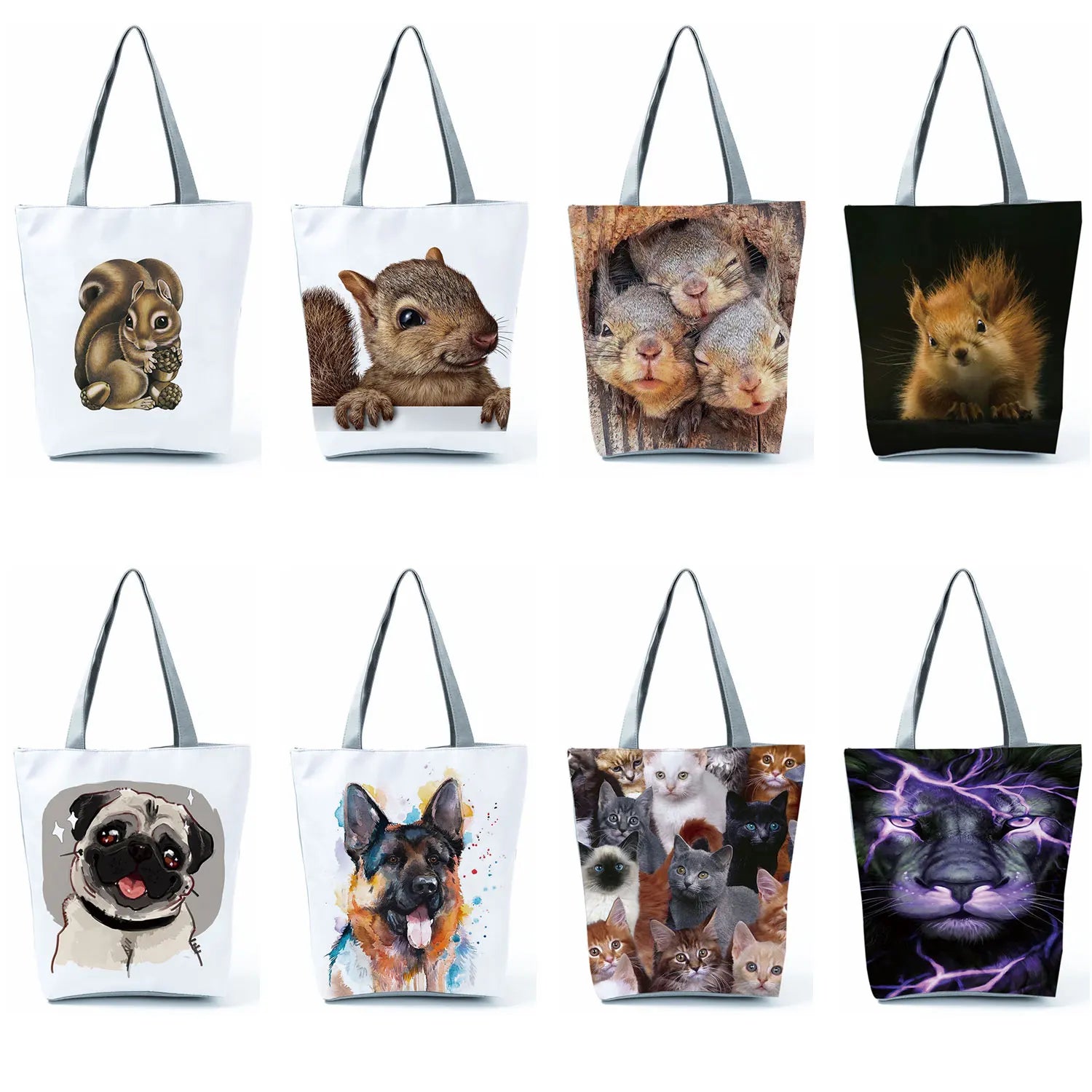 Squirrel Animal Graphic Shoulder Bag Puppy Face Funny Pet Tote