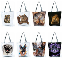 Squirrel Animal Graphic Shoulder Bag Puppy Face Funny Pet Tote