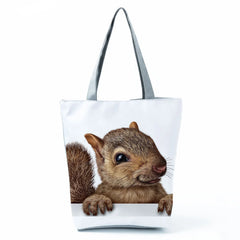 Squirrel Animal Graphic Shoulder Bag Puppy Face Funny Pet Tote