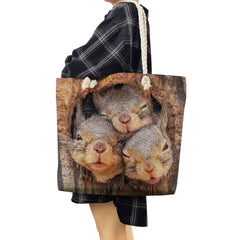Squirrel Tote Bags Animal Puppy Face Printing Handbags For Women