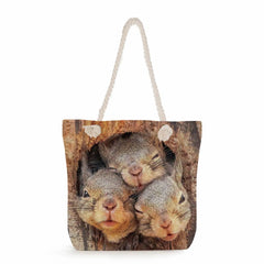 Squirrel Tote Bags Animal Puppy Face Printing Handbags For Women