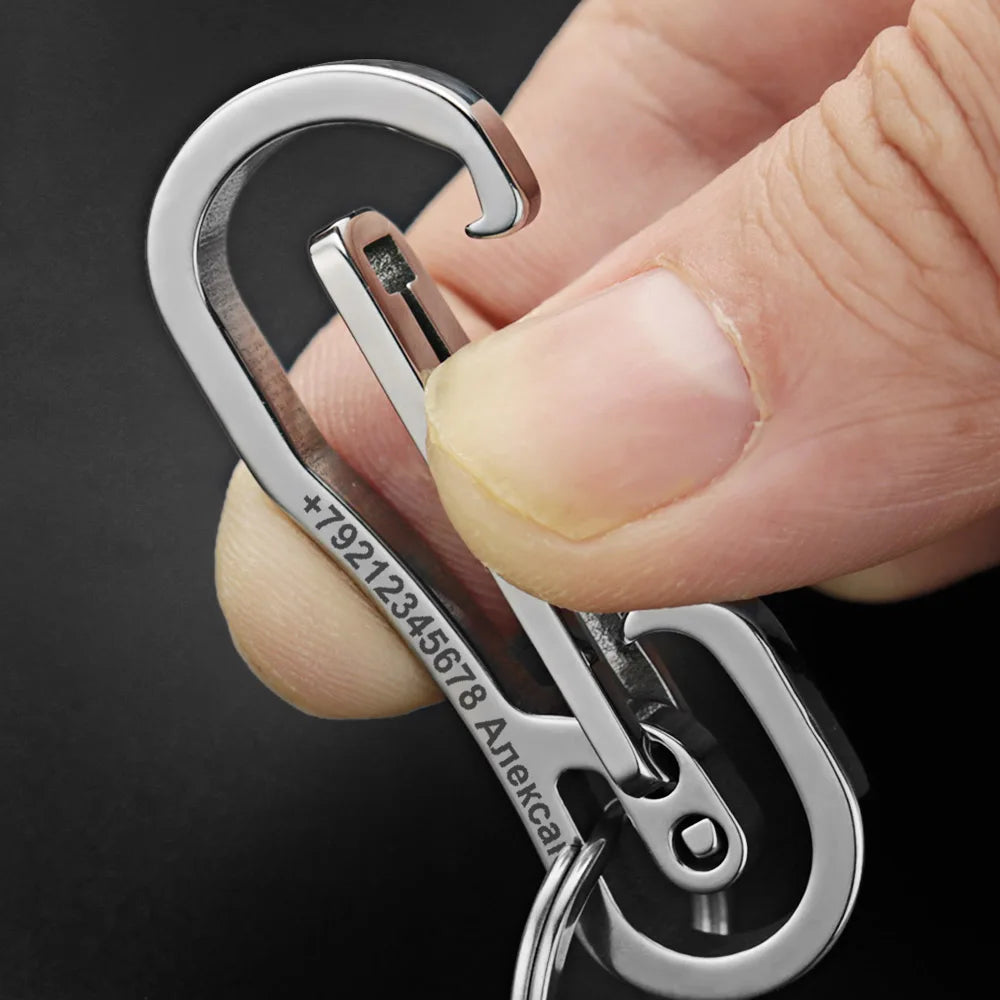 Personalized Stainless Steel Keychain for Men Car Buckle Key Chain Ring Holder