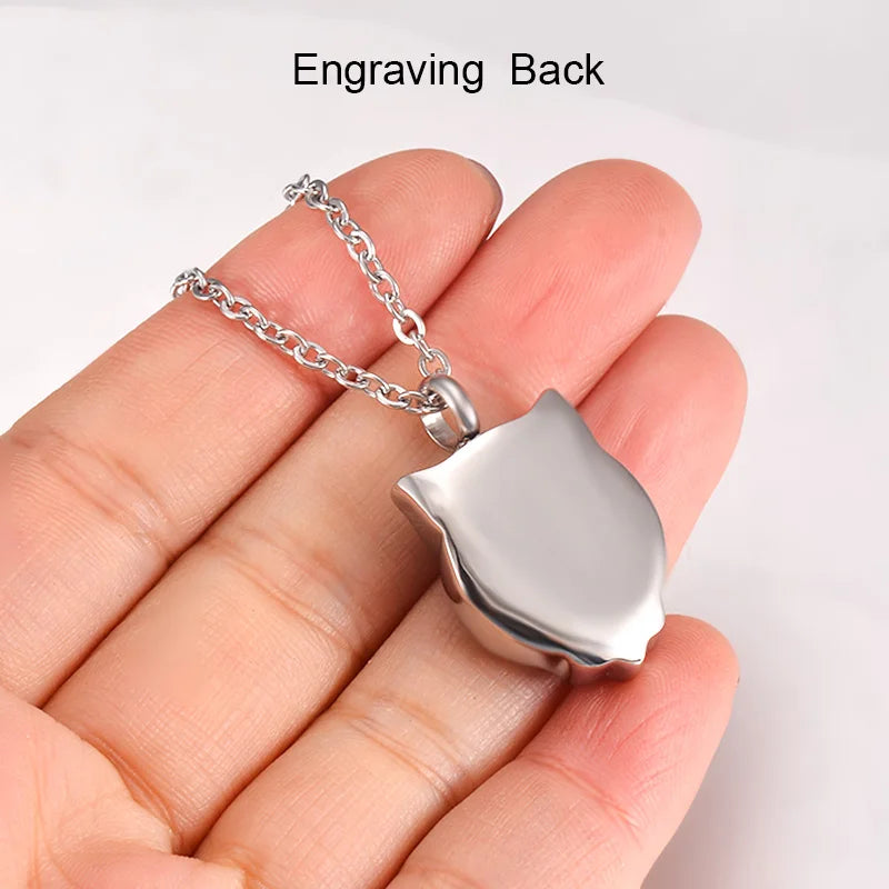 Owl Urn Necklace Stainless Steel Cremation Jewelry