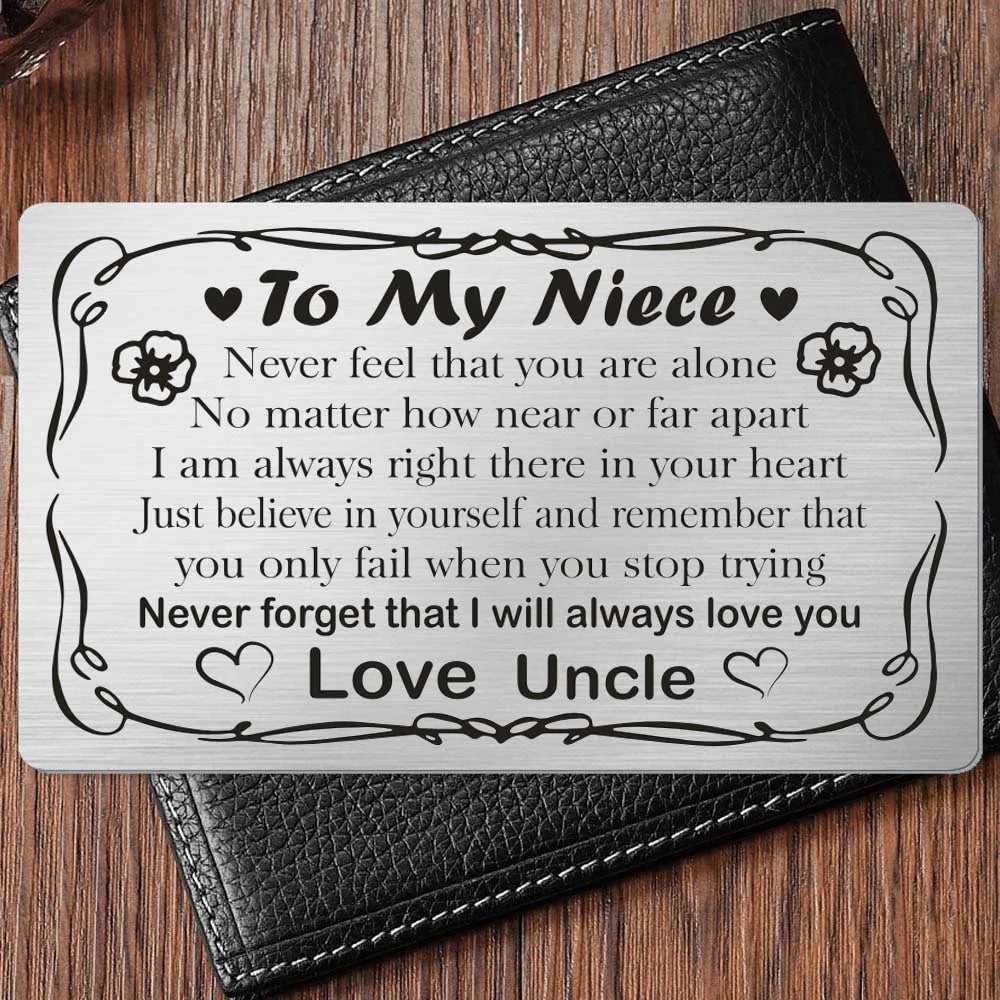 Family Stainless Steel Wallet Card Postcard - Christmas Gift