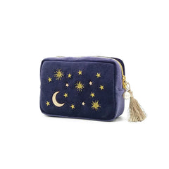 Star Moon Embroidery Jewelry Bag Travel Portable Mini Square Jewelry Box