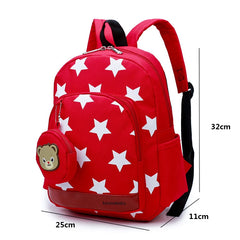 Star Print Kids Backpack for 1-3 Years, Lightweight Nylon School Bag