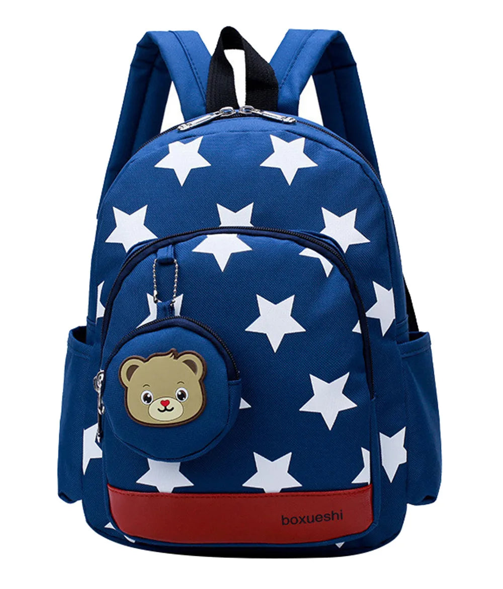 Star Print Kindergarten School Bags Lightweight Nylon Backpack for 1-3 Years Old