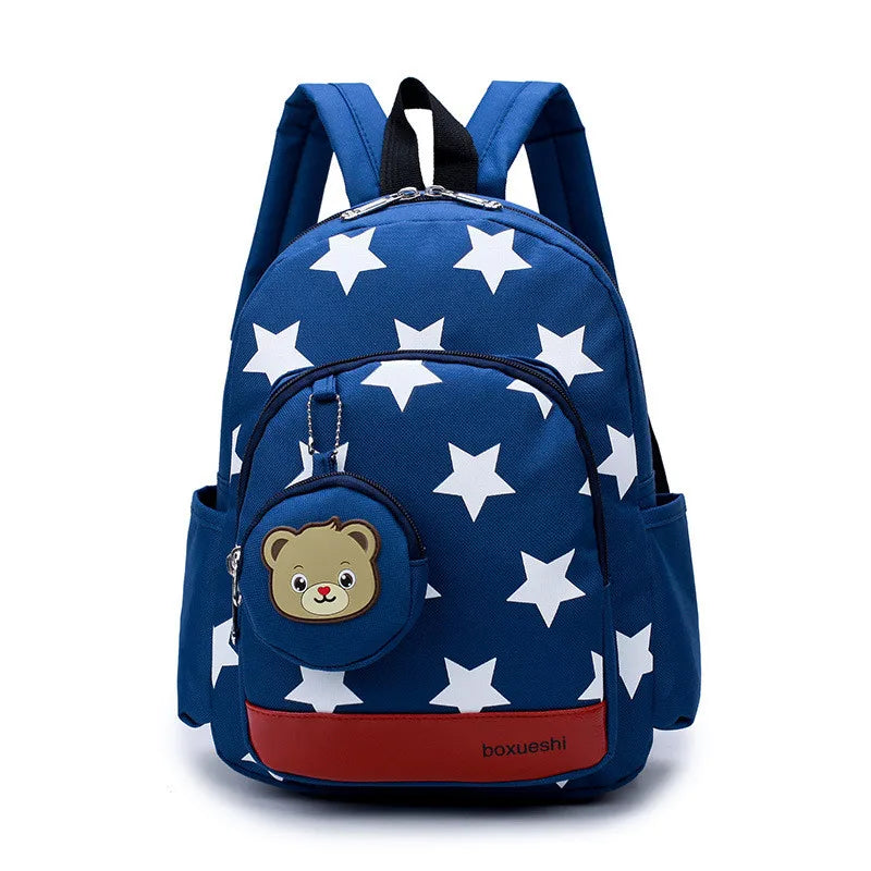 Star Print Kids Backpack for 1-3 Years, Lightweight Nylon School Bag