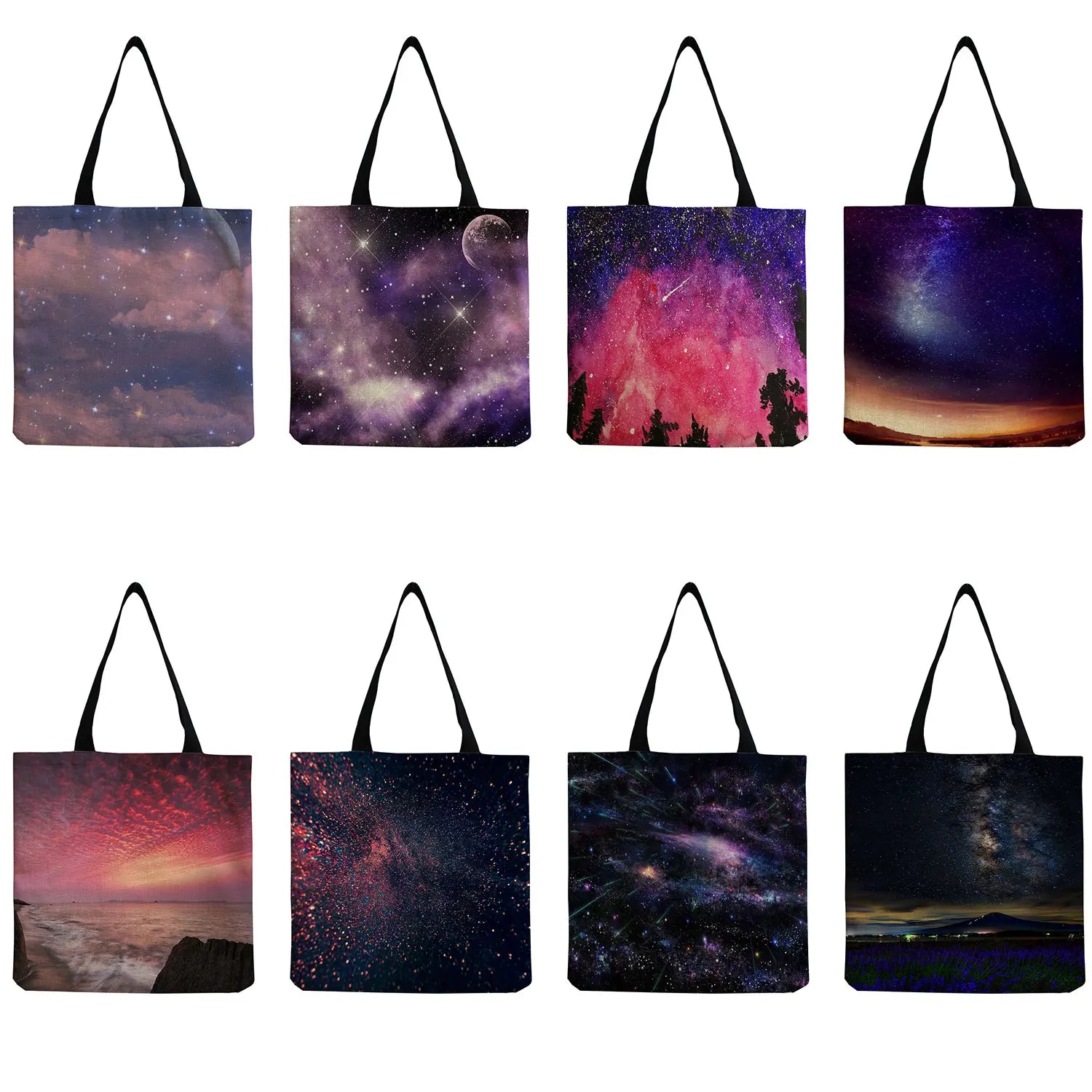 Starry Print Outdoor Shopper Bag Large Capacity