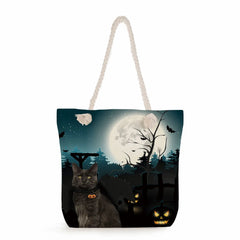 Starry Sky Cat Print Tote Bag Thick Rope Shopping Bag