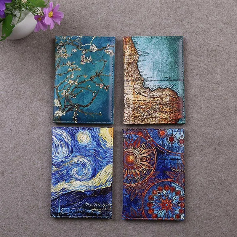 Starry Sky Passport Cover PU Leather Travel Wallet for Passports