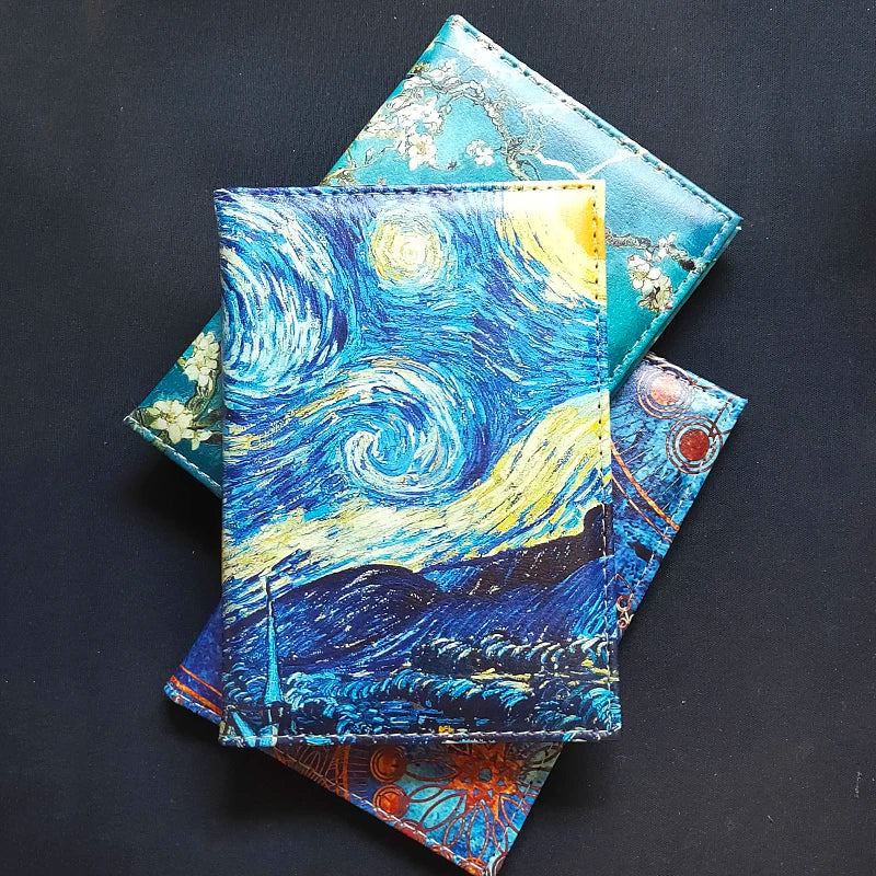Starry Sky Passport Holder Pu Leather Travel Wallet Landscape Passport Cover
