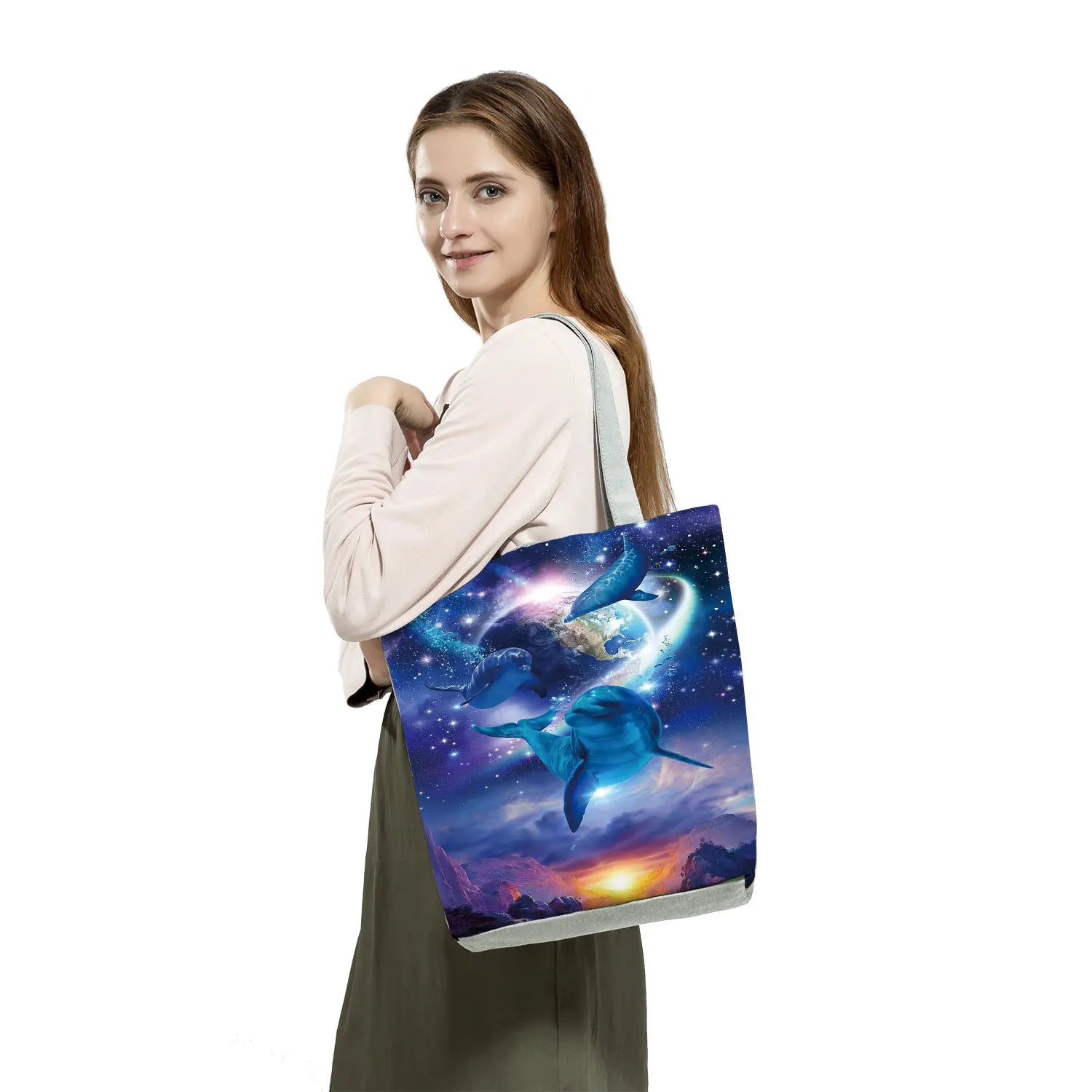 Starry Sky Print Handbags Casual Eco Reusable Shopping Bags Female
