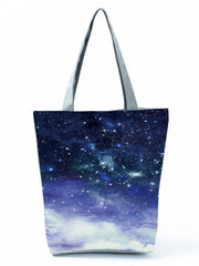 Starry Sky Print Handbags Casual Eco Reusable Shopping Bags Female