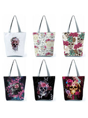 Skull Rose Print Women's Shoulder Bag Halloween Candy Bag