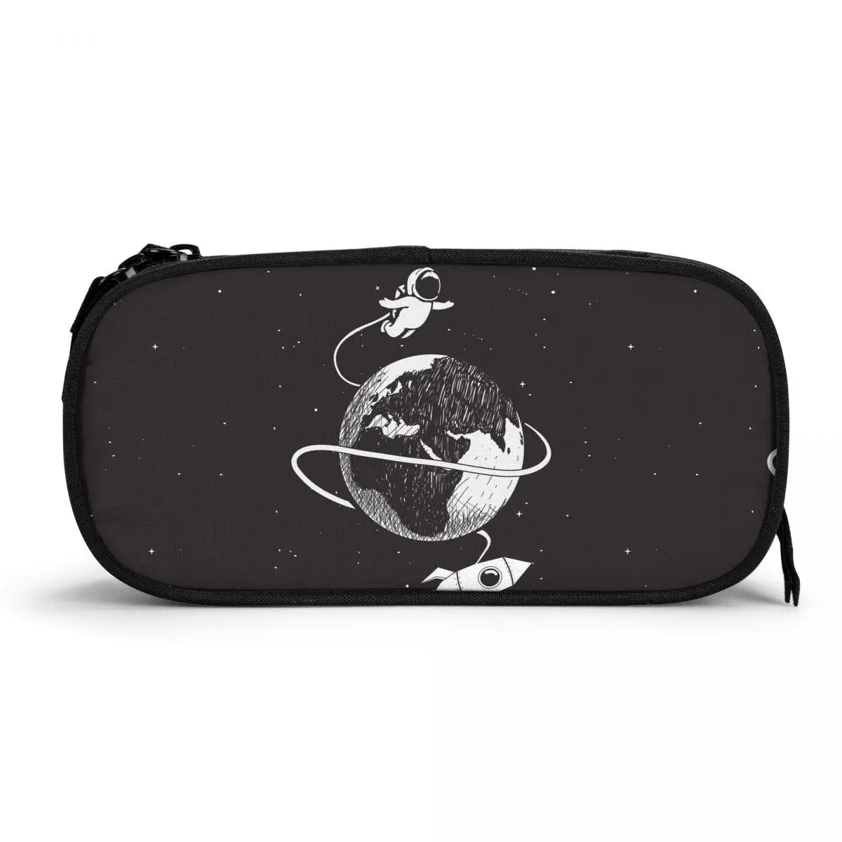 Cartoon Spaceman Pencil Case Double Cabinet Boys Girls Cosmetic Bag